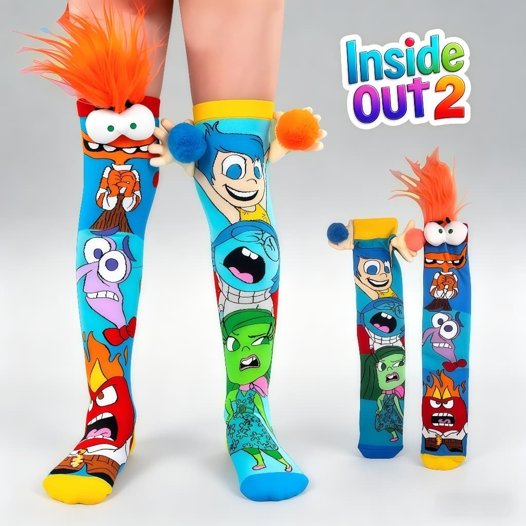 Meias Infantils Inside Out 2 Divertidas e Alegrias 3D Cano Alto Personagens Para Crianças Presente