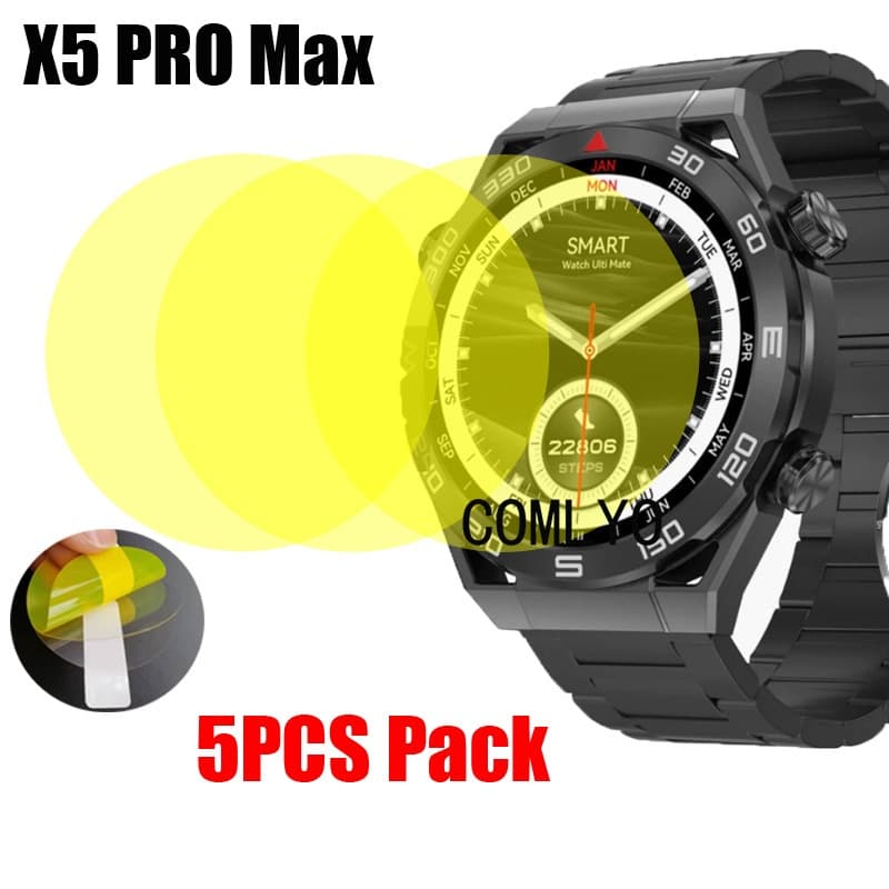 Para X5 PRO MAX Protetor De Tela Smartwatch Relógio Inteligente Capa Filme Curvo Macio HD Filmes