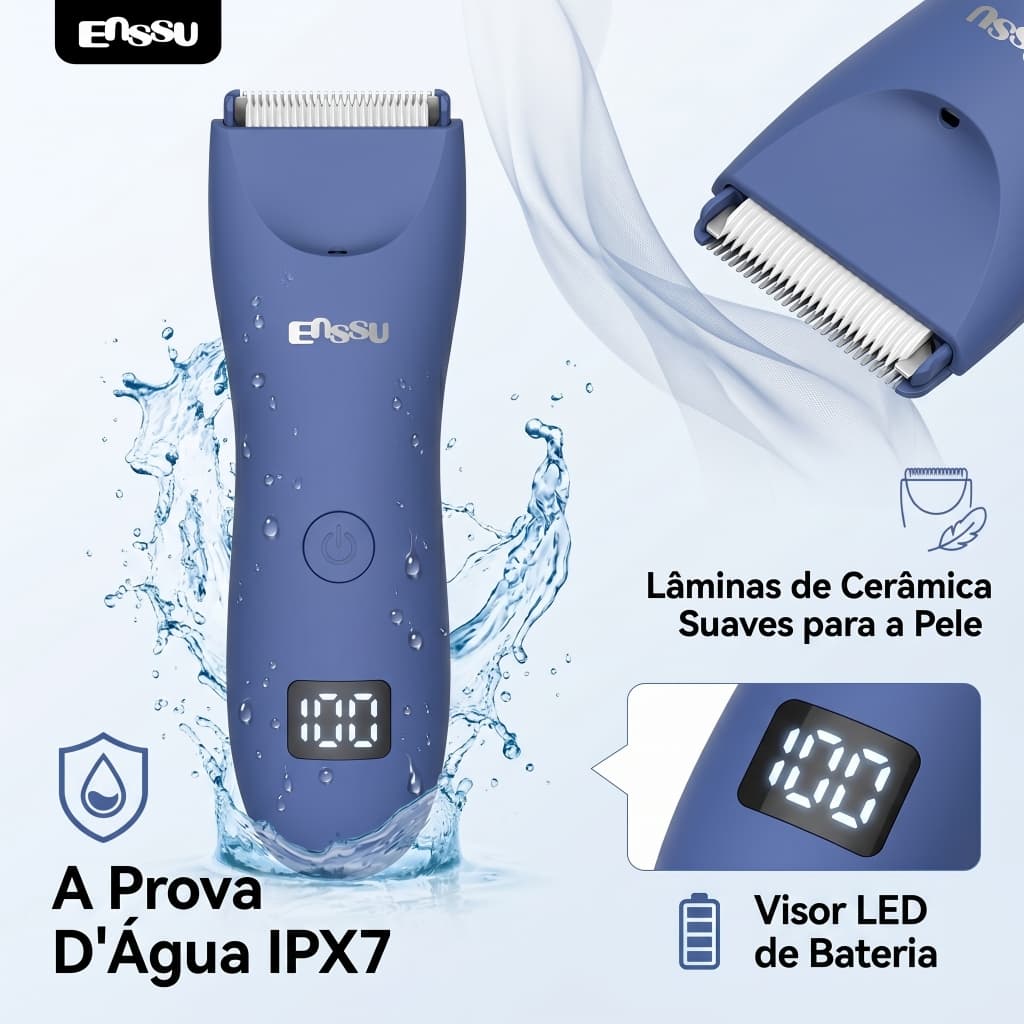 Máquina De Cortar Cabelo Elétrica Masculina Para Aparar Áreas Íntimas , À Prova D'água , Sem Fio , Com Holofote LED