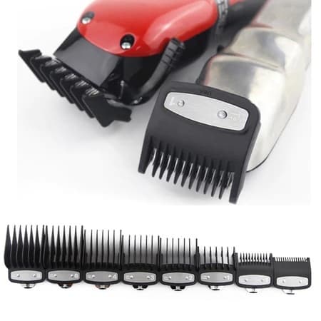 Kit 8 Pentes Guia Máquina de Cortar Cabelo Metal Compatível Clipper Profissional Barbeiro