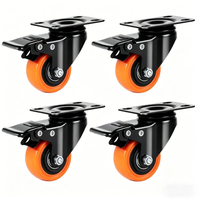 Kit de 4 Un Rodízio Com Freio 50mm Roda Rodinhas para moveis Giratórias 500Kg