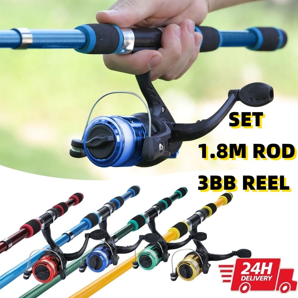 Conjunto De Vara De Pesca + Carretel De 1.8 Metros (Máx . Arraste : 10 kg) – Projetado Para Esportes Ao Ar Livre Resiste