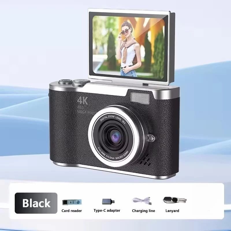 Câmera Digital CCD De 48 Mp Com Tela Flip 4K E Zoom 8x | Presente Portátil Para Estudante , Adequado Selfies Vlogs (Cart