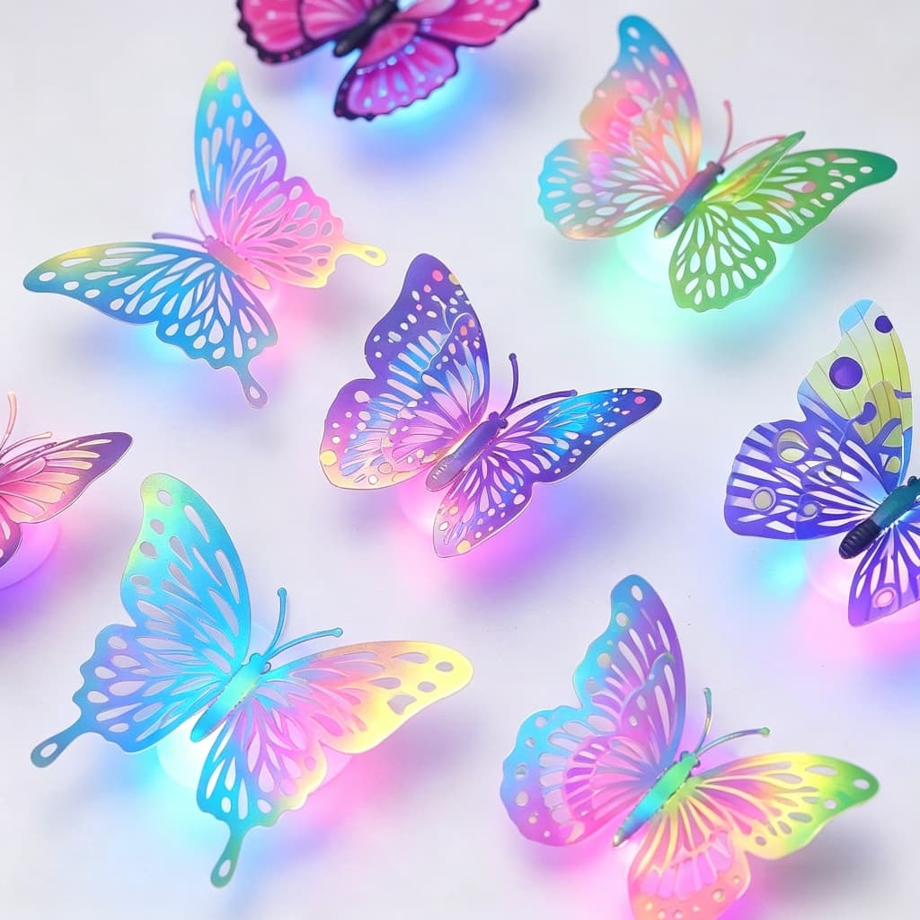[12 peças] Luzes LED Borboleta-Noturnas Decorativas De Parede Para Festas E Eventos 3D Adesivo Colorida Decoração