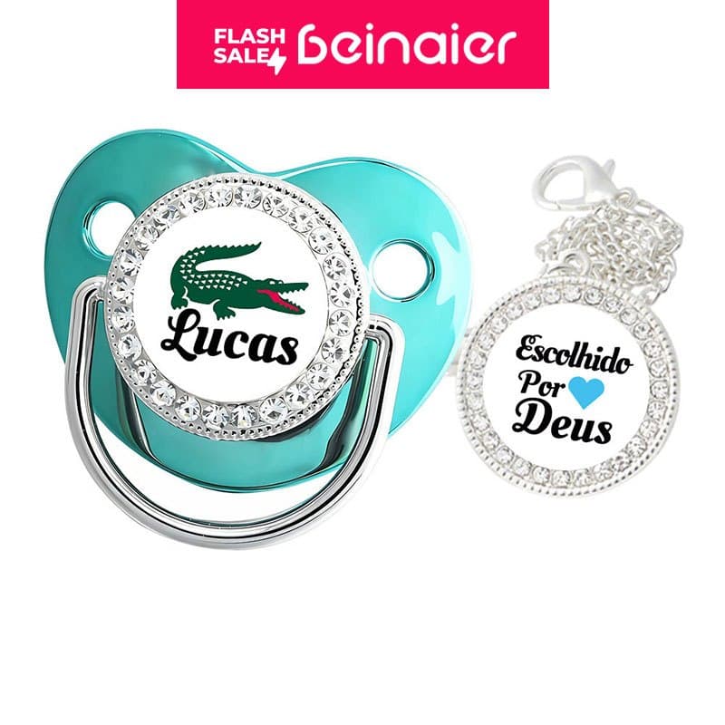 Chupeta para bebês com nome personalizado do bebê, chupeta de silicone BPA Free