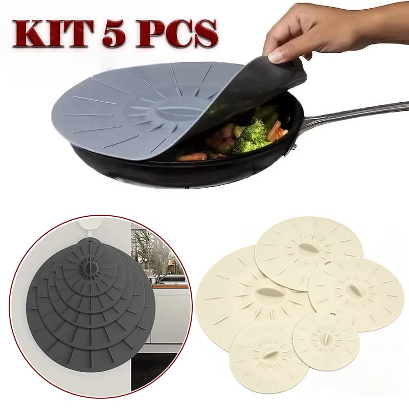 Conjunto de 5 peças tampa de panela de micro-ondas de Silicone resistente ao calor reutilizável ventosa tampa