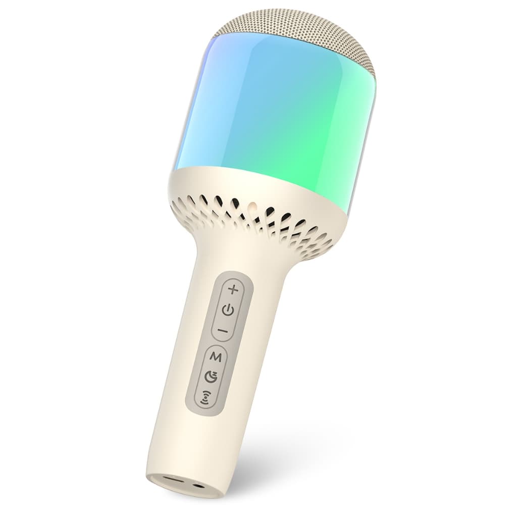 Microfone Karaoke Bluetooth Sem Fio com Luzes Dinâmica, 6 Efeitos Som, 10 Horas de Reprodução, Ideal para Festas