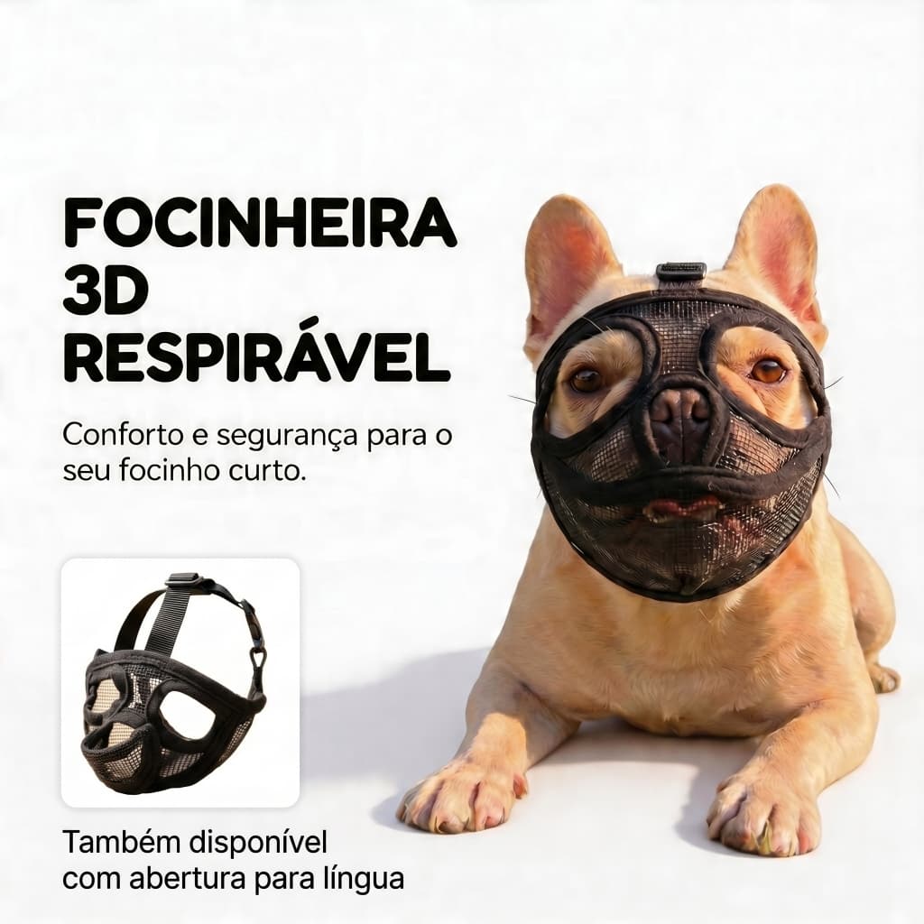 Focinheira Máscara para Bulldog Shih Tzu Pug Lhasa Pequinês Terrier Raças de Cachorro de Focinho Curto Braquicéfalos