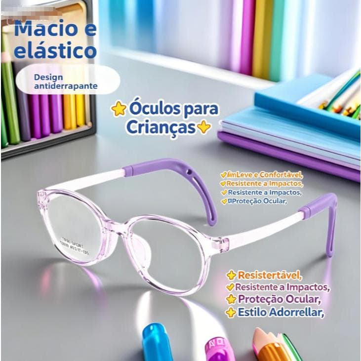 Armação ultraleve para crianças com almofadas de nariz de silicone macio e armação de borracha integrada para crianças