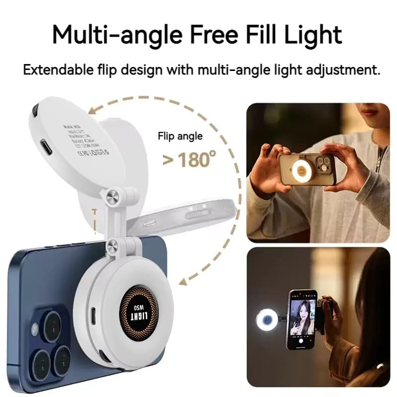 2 Em 1 Portátil Dobrável Magnético Recarregável Anel Luz De Preenchimento Suporte Do Telefone Perfeito Para Viagens , De