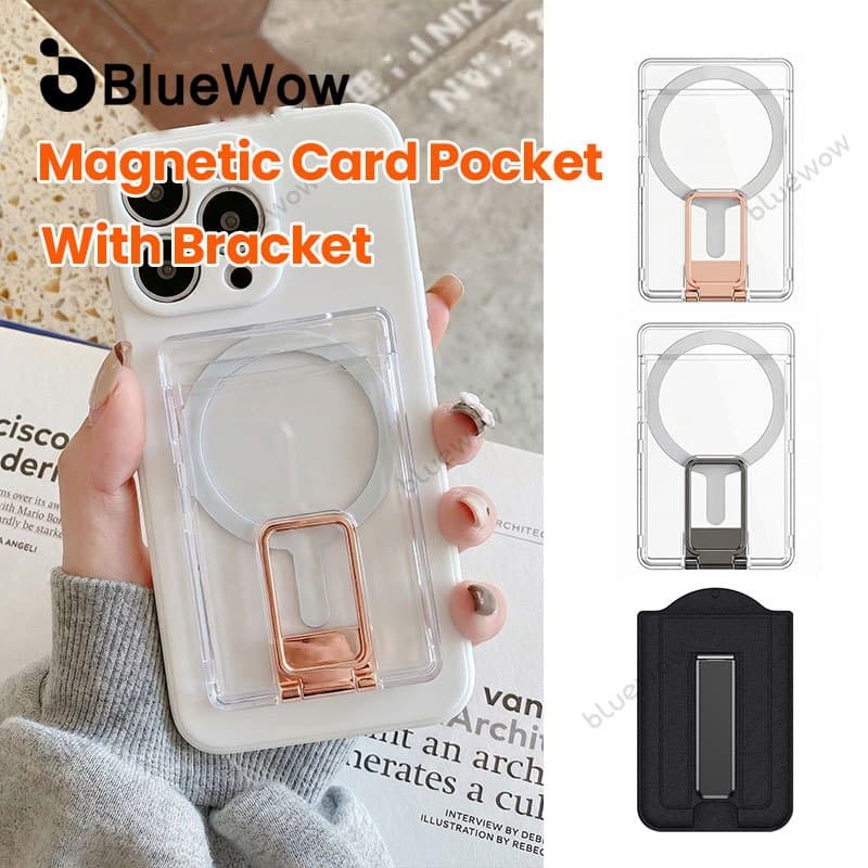 BlueWow Suporte Magnético Do Telefone Da Carteira Cartão , Slot Snap No Bolso , Dobrável Portátil Uso Com