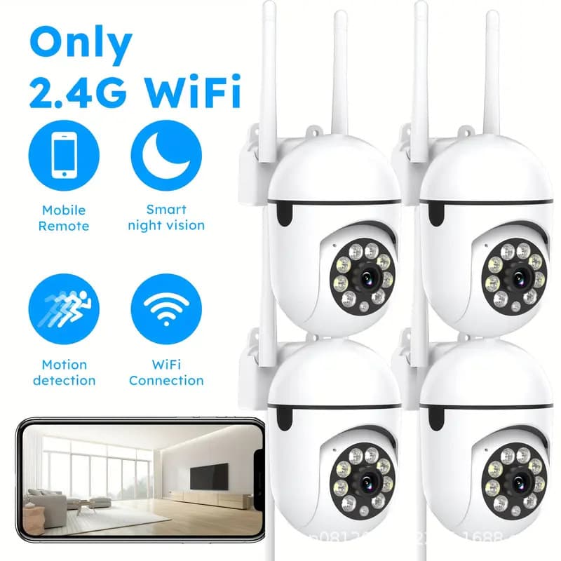 KIT1/2/3/4 Câmeras De Segurança WiFi Sem Fio 2.4G Visão Noturna Colorida 360 ° Vigilância Residencial Inteligente Com Pa