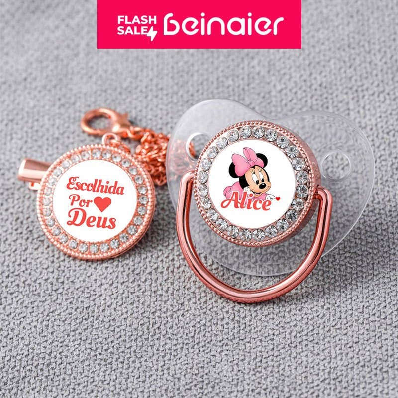Chupeta para bebês com nome personalizado do bebê, chupeta de silicone BPA Free