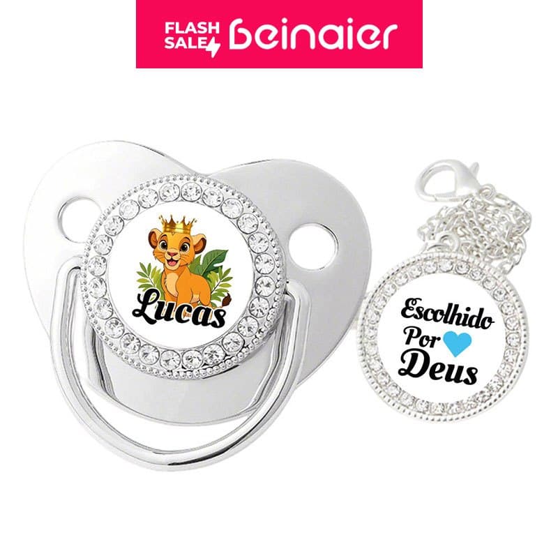 Chupeta para bebês com nome personalizado do bebê, chupeta de silicone BPA Free