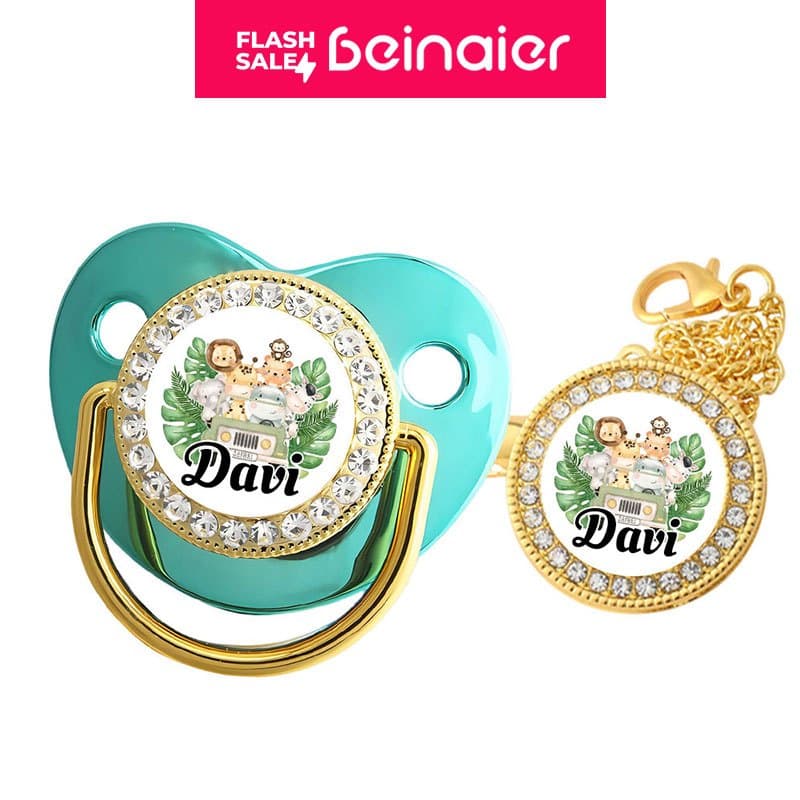 Chupeta para bebês com nome personalizado do bebê, chupeta de silicone BPA Free