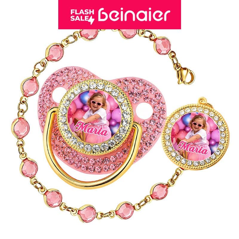 Chupeta para bebês com Foto personalizado do bebê, chupeta de silicone BPA Free