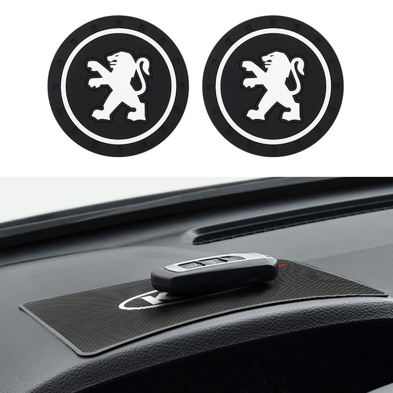 PEUGEOT Porta-Copos De Água Antiderrapante Para Carro , Almofadas Com Logotipo , Acessórios Tapete De Copo RCZ 108 208 3