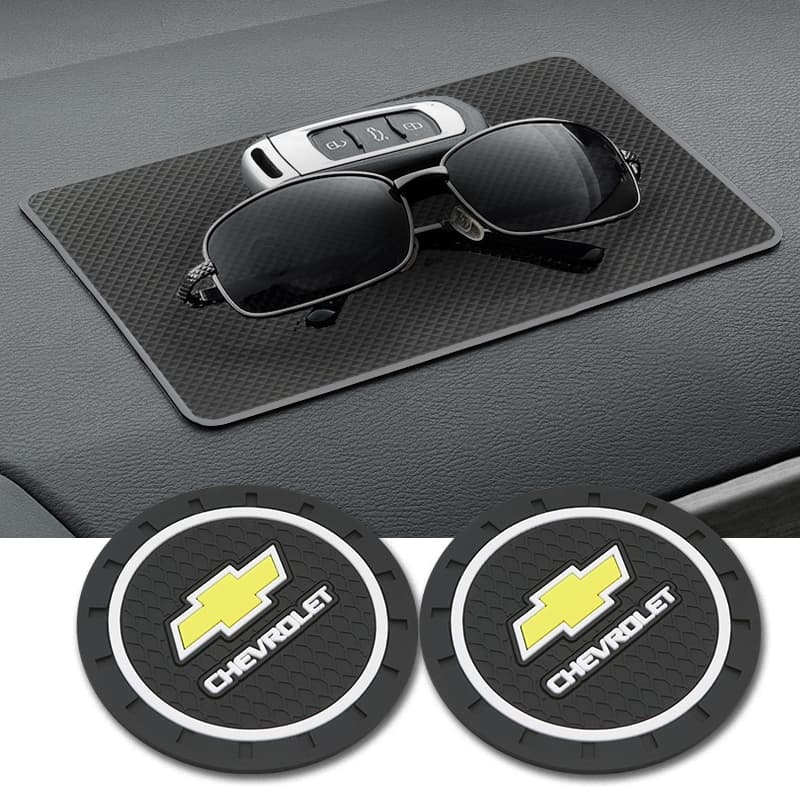 Porta-Copos Para Carro Chevrolet Almofadas Antiderrapantes Suporte De Copo De Água Logotipo Acessórios Tapete-Camaro Sil