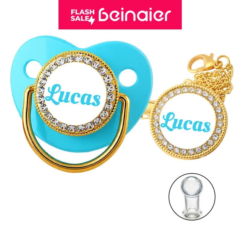 Chupeta para bebês com nome personalizado do bebê, chupeta de silicone BPA Free