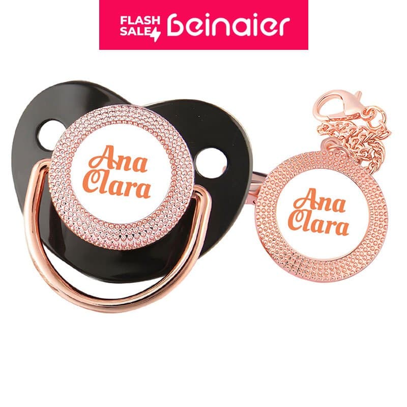 Chupeta para bebês com nome personalizado do bebê, chupeta de silicone BPA Free