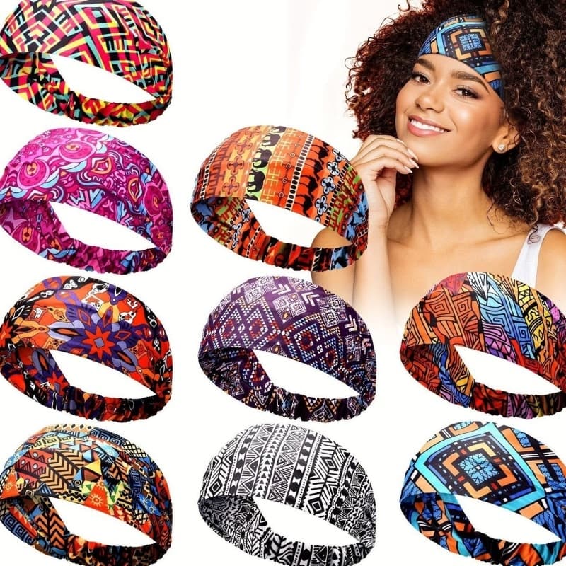 Faixa De Cabeça,Elástica Com Estampa Boho Para Mulheres , Turbante Faixa Tiara Para Cabelo , Cabelo Esportiva Ioga