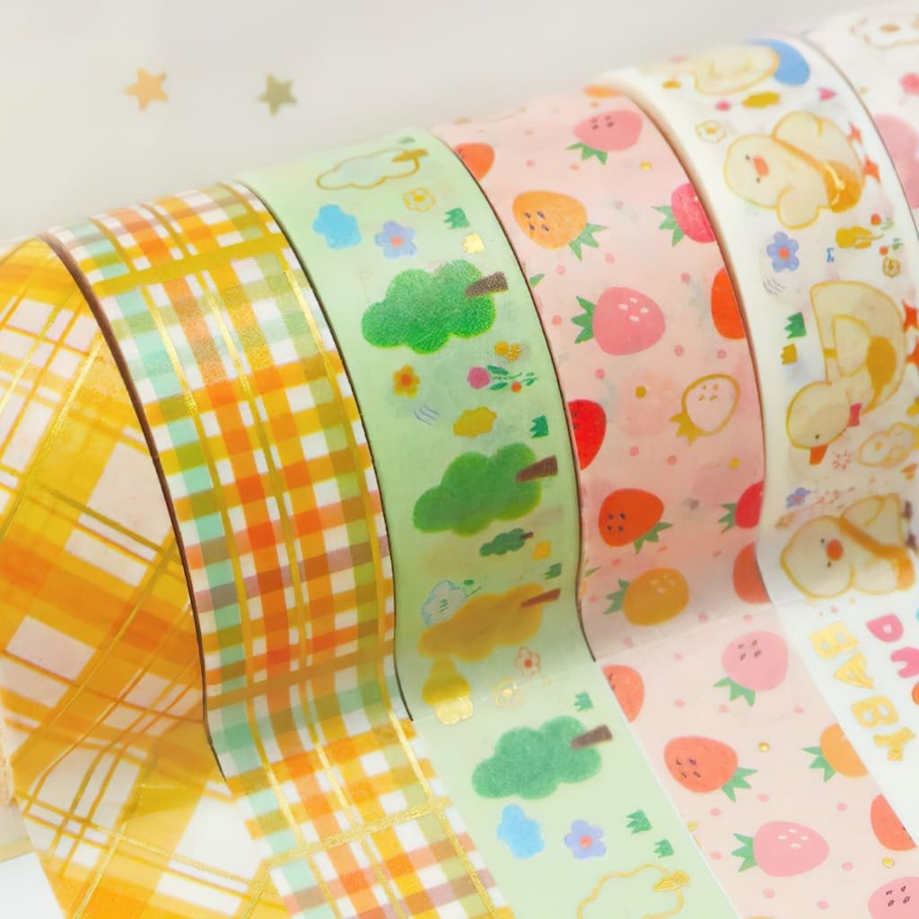Bebê 6 Rolos Pato Washi Fitas Conjunto Folha De Ouro Adesivo Fita Adesiva Decoração Adesivos Para Artes DIY Artesanato D