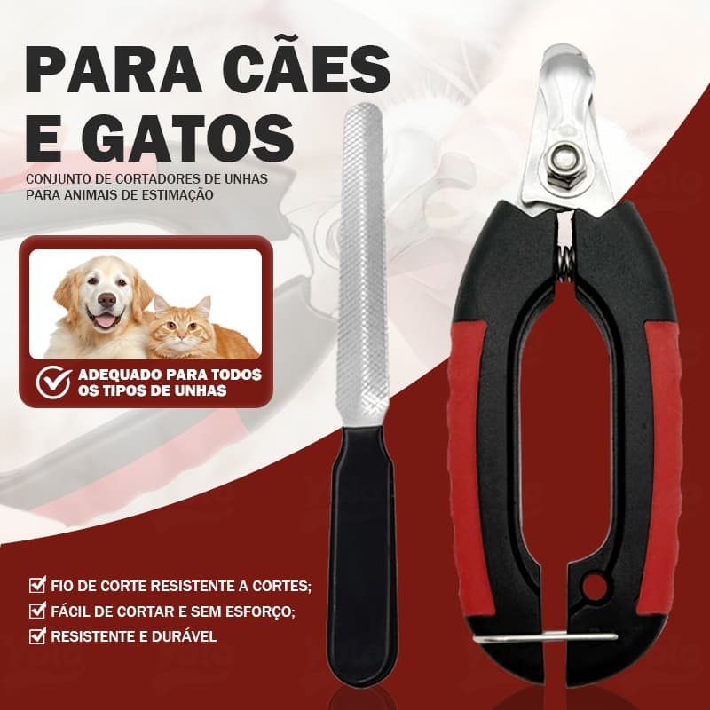 Kit Alicate Pet Tesoura Corte De Unhas Caes Gatos + Lixa Pet Porte Médio