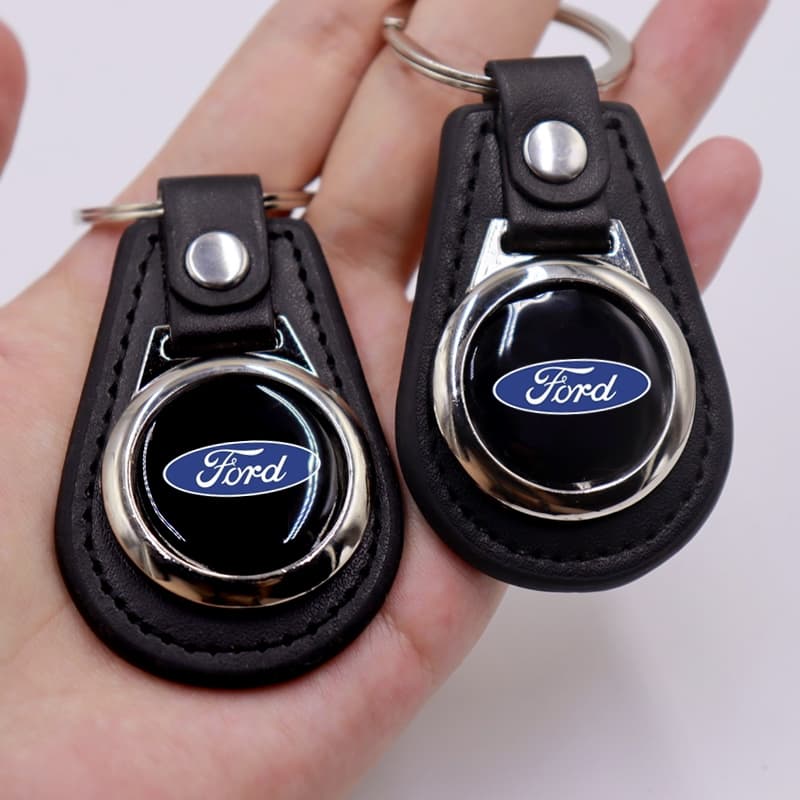 1 Pçs Camurça Couro Carro Chaveiro Liga Criativo Logotipo Do Preto Chave Fivela Pingente Para Ford