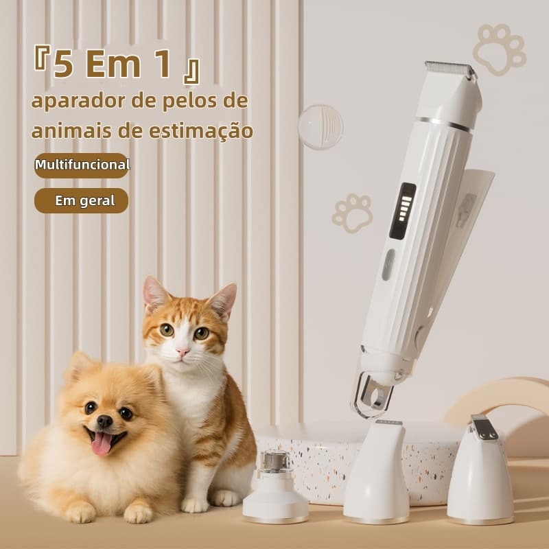 Cortador De Pelos Elétrico Para Animais De Estimação 5 Em 1 - Unhas Pet Cães Gatos Alicate