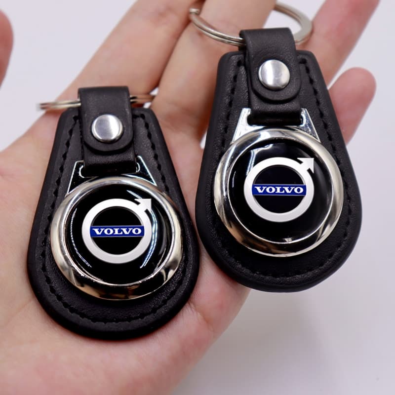1 Pçs Camurça Couro Carro Chaveiro Liga Criativo Logotipo Do Preto Chave Fivela Pingente Para Volvo