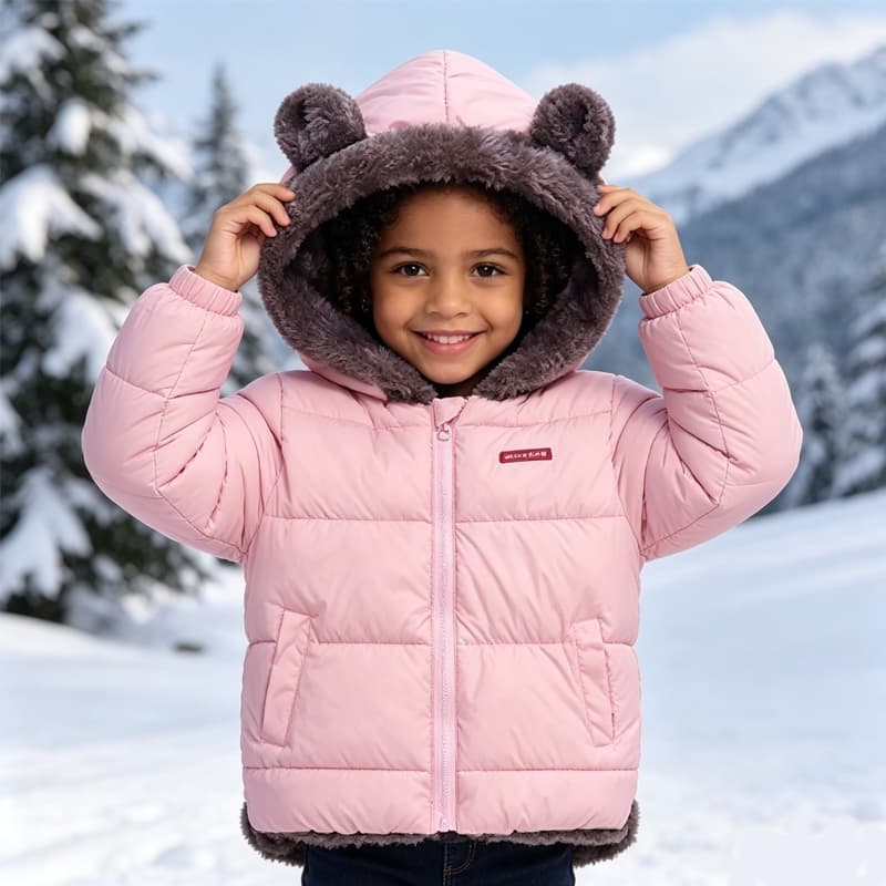 Novo Inverno Bebê Meninas Jaqueta Engrossar Manter Quente Moda Urso Orelha De Pelúcia Casaco 2-6 Anos Crianças Roupas