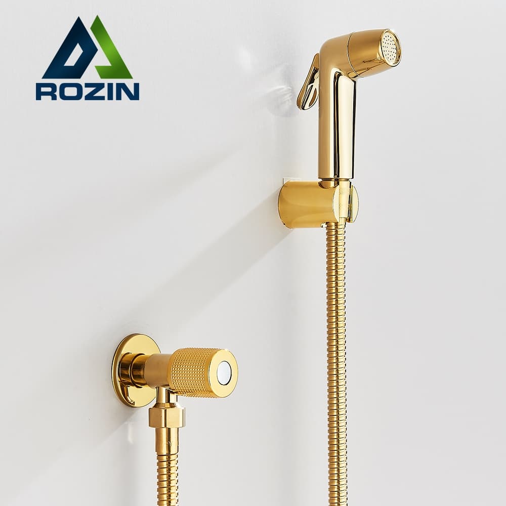 Kit Ducha Higiênica Inox Para Banheiro,1/2 Com Pulverizador Bidê Quadrado,Preto/Cromado/Ouro