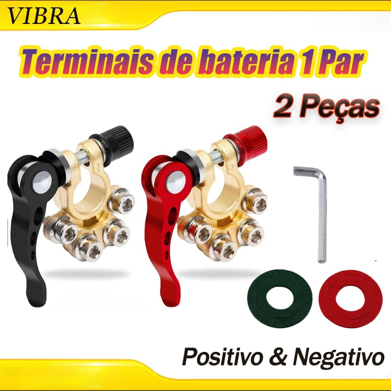 1 Par Positivo & Negativo Automotivo Bateria Terminal Cabo Braçadeira de Liberação Rápida Conectores Kit Com 2 Conectore