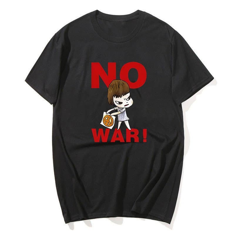 Camiseta Yoshitomo Nara No War , Gráfica De Arte Anti-Guerra Com Sinal De Paz Unissex De Algodão Japonesa