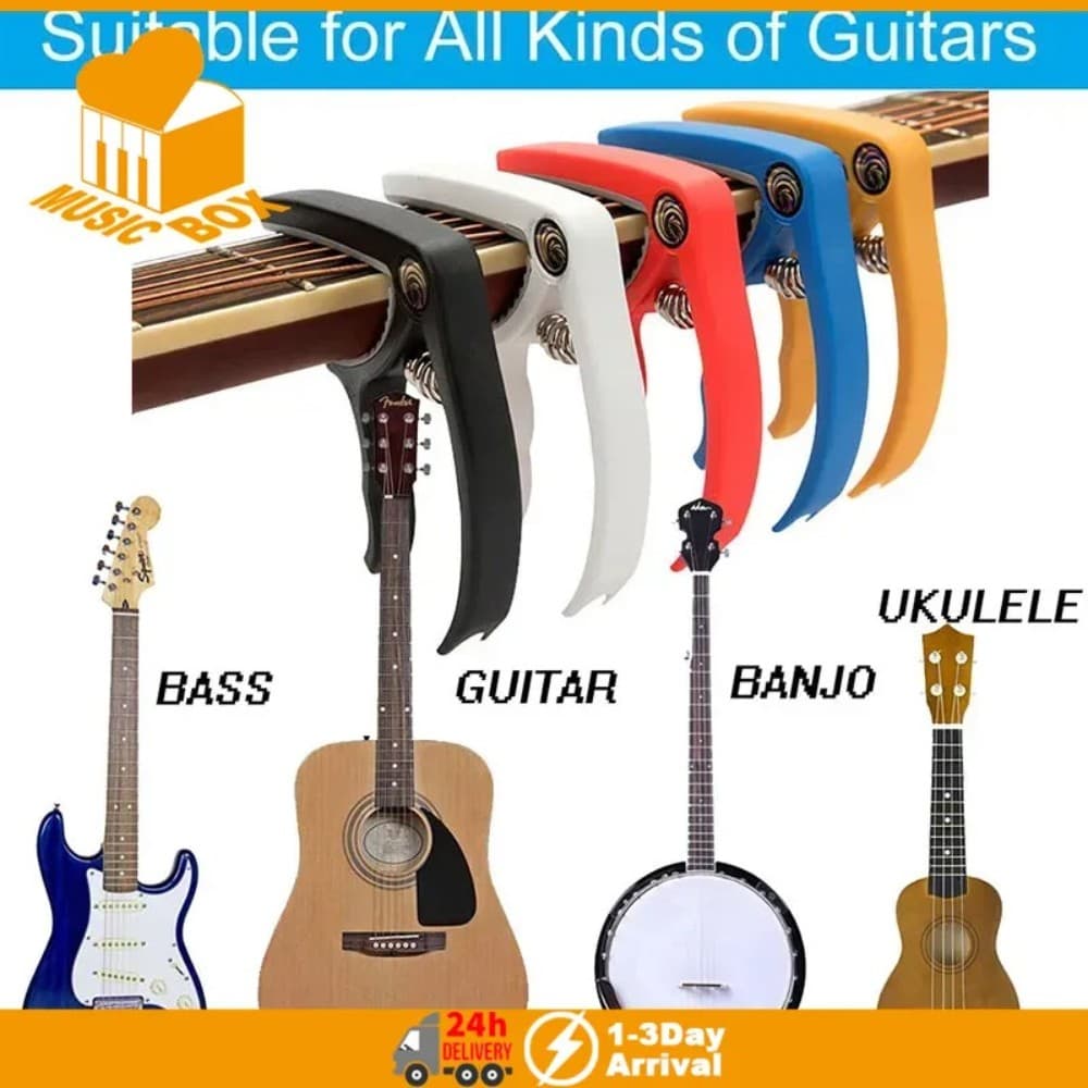 Capo De Guitarra De Plástico Para Elétrica Clássica Acústica De 6 Cordas , Braçadeira De Afinação , Acessórios Musicais