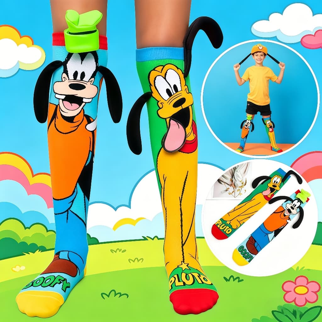 Meias Infantil Goofy 3D Cano Alto Com Personagem Divertidas  Fofas Para Crianças Presente