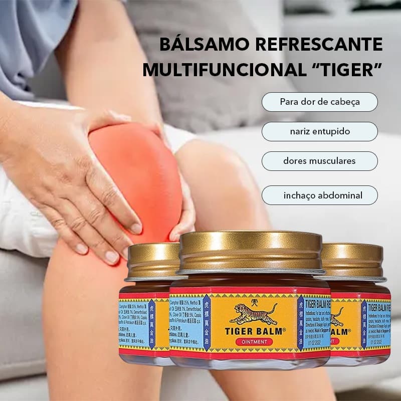 Kit 3 Balsamo Refrescante Tiger Massagem Muscular Alivio de Desconforto Corporal Relaxante