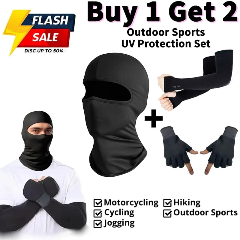 Kit Balaclava Braçadeiras Luvas Seda Gelada Respirável Proteção Solar Moto Ciclismo Unissex