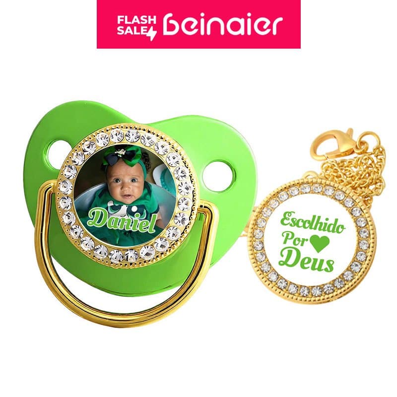 Chupeta para bebês com Foto personalizado do bebê, chupeta de silicone BPA Free