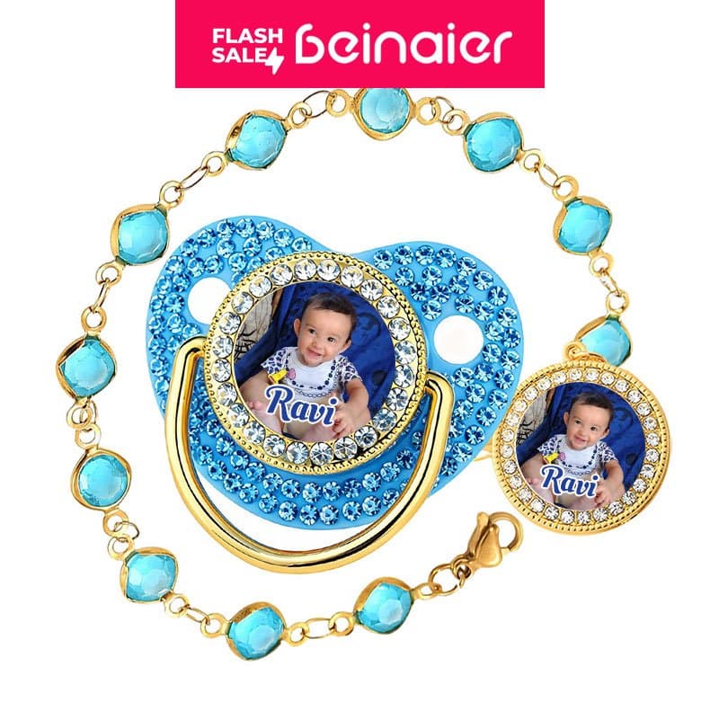 Chupeta para bebês com Foto personalizado do bebê, chupeta de silicone BPA Free