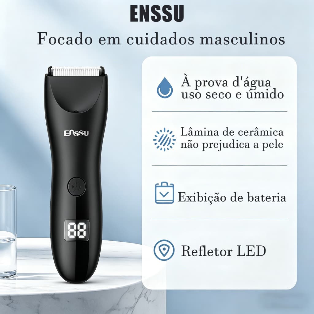 Aparador De Pelos Enssu Barbeador Eletrico Máquina De Cortar Depilador Unisex Íntimo Com Base