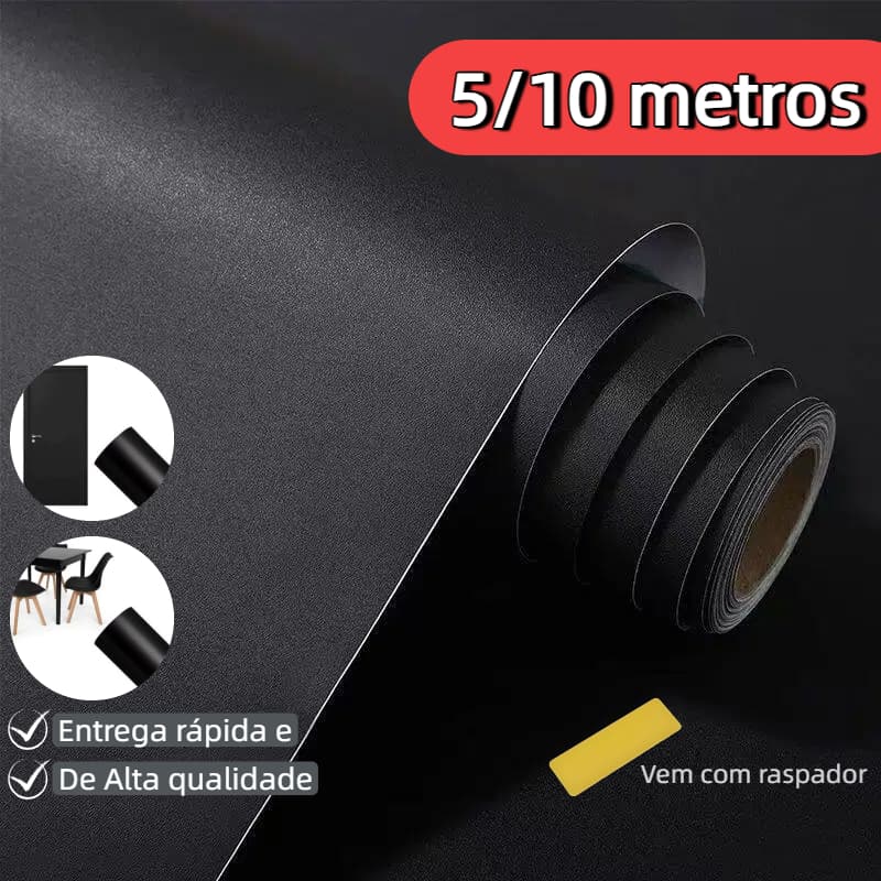 Papel Contact Adesivo 5/10/15/20 Metros Preto Fosco Lavável Promoção