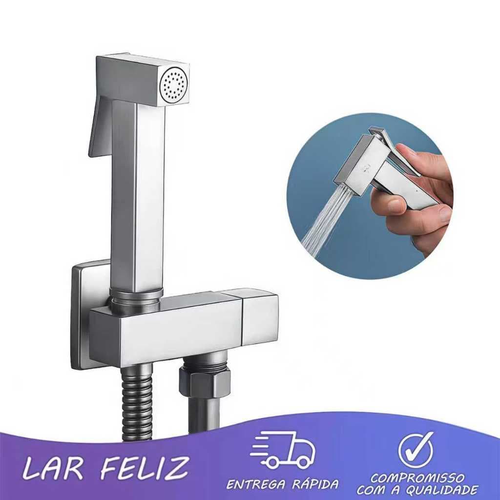 Kit Ducha Higiênica Aço Inoxidável Prateado, Pulverizador Bidê de Parede, Conexão Padrão G1/2