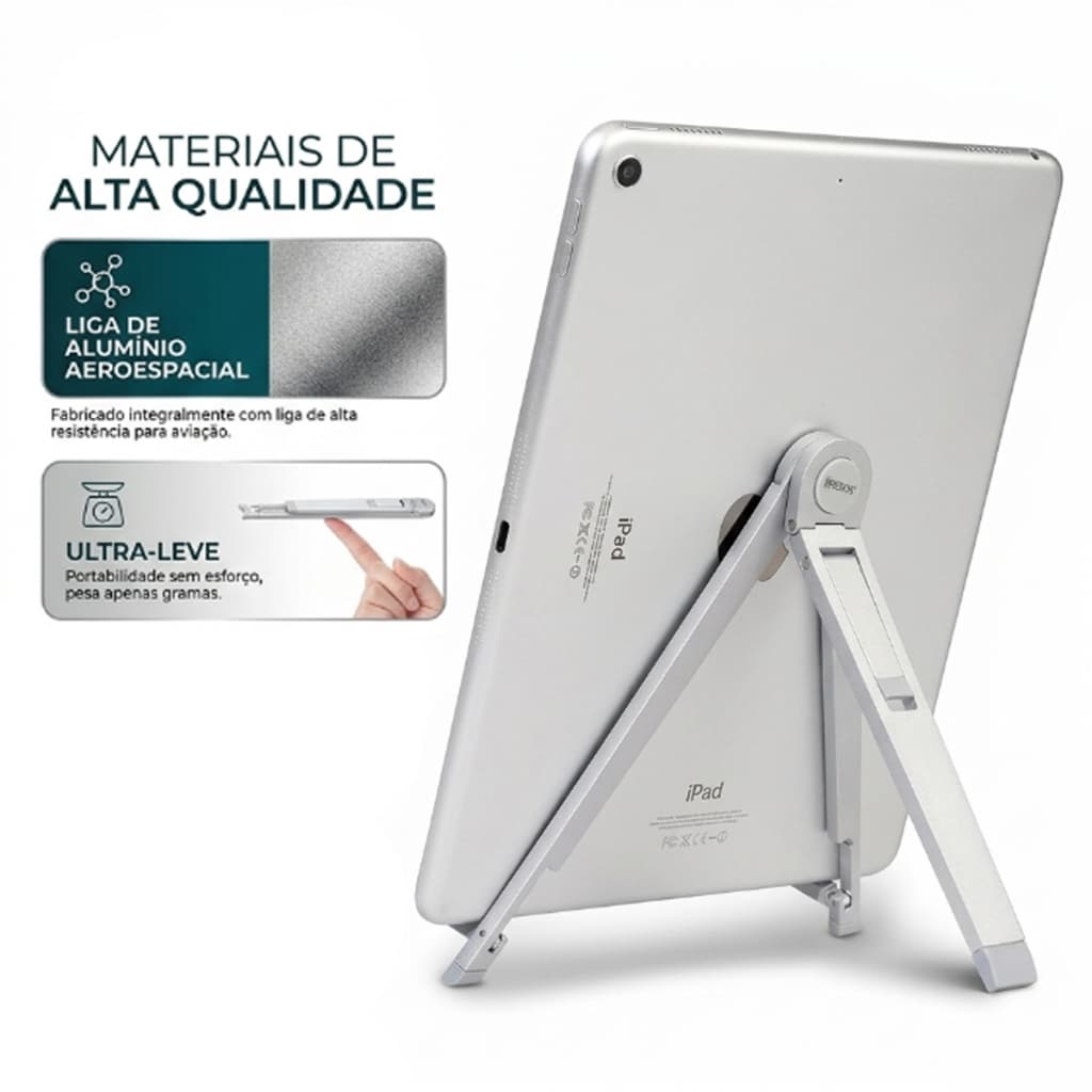 HEYOO x HREBOS Suporte Dobrável em Alumínio, Ajustável para Celular e Tablet Para Notebook