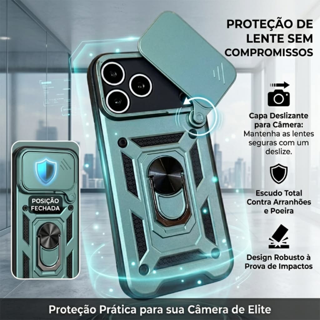 Capa de telefone armadura resistente a choques com capa de lente tipo suporte de proteção adequado para iPhone17/16/15/1
