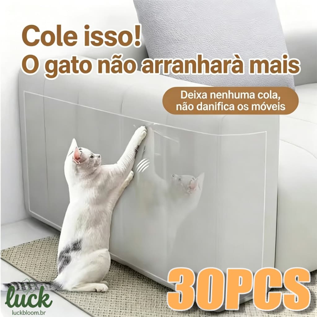 Kit 30 Peças Protetor Sofá Gato Transparente Anti Arranhões Adesivo Flexível para Cantos - Película Proteção Móveis