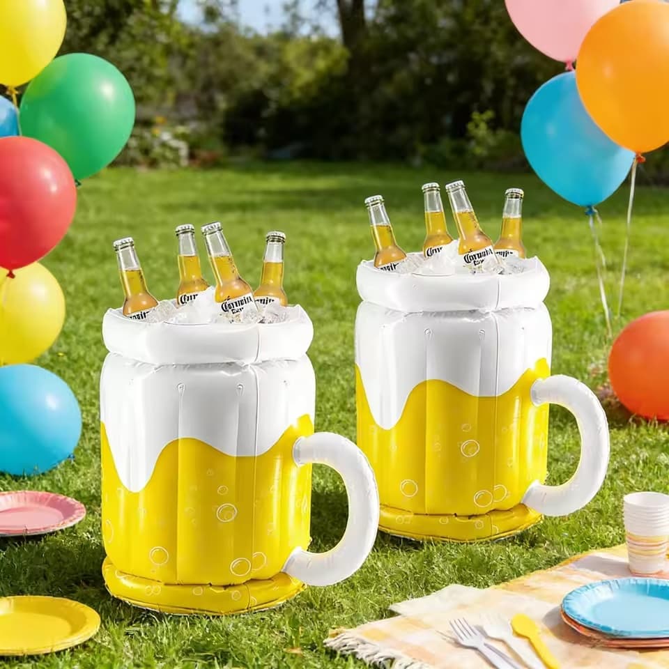 Bandeja De Buffet De Barra De Gelo Flutuante Em PVC , Refrigerador Portátil Para Bebidas De Piscina , Cerveja , Frutas ,