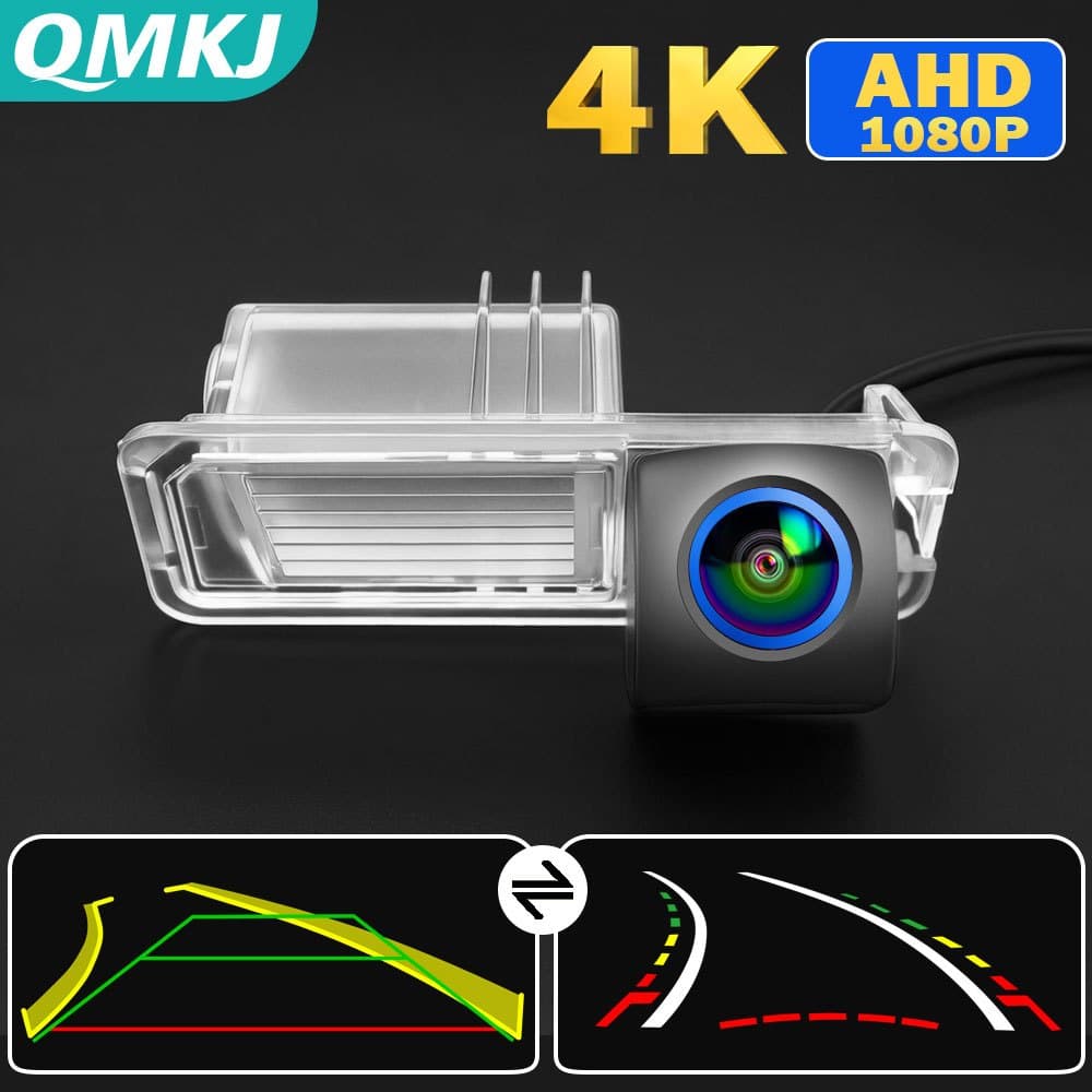 QMKJ 180 ° Câmera De Visão Traseira Do Carro AHD 1080P Para VW Polo Golf 6 Passat CC Reversa De Trajetória Dinâmica
