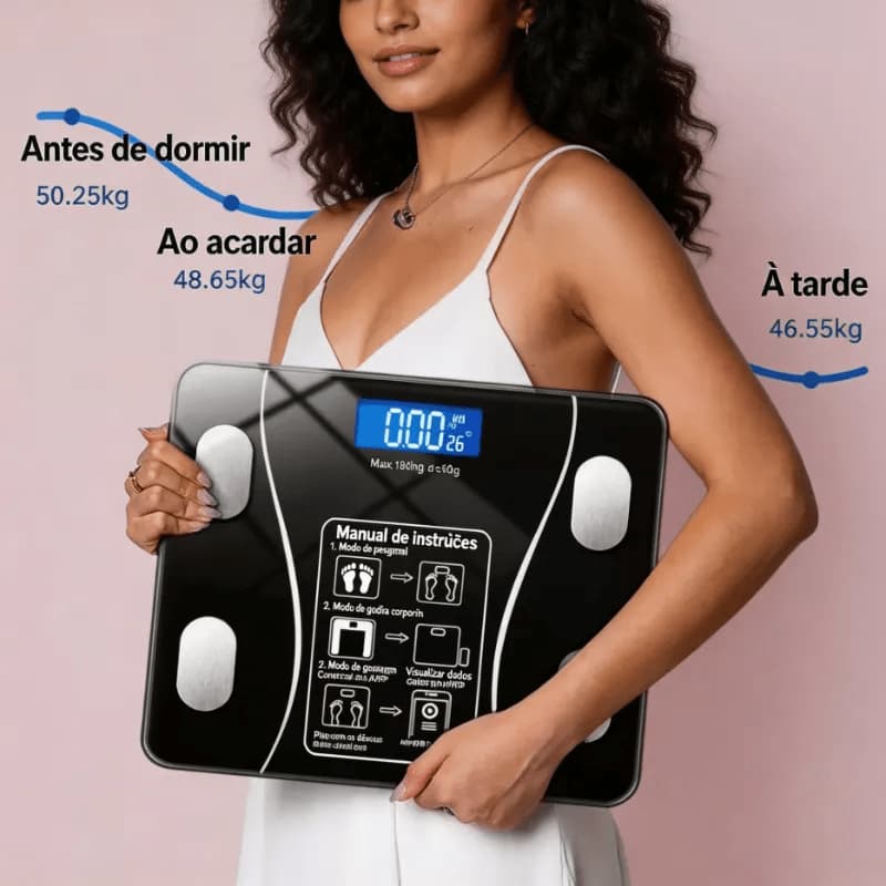 Balança de gordura corporal Bluetooth, medição por bioimpedância, suporta até 180 kg[Em estoque]