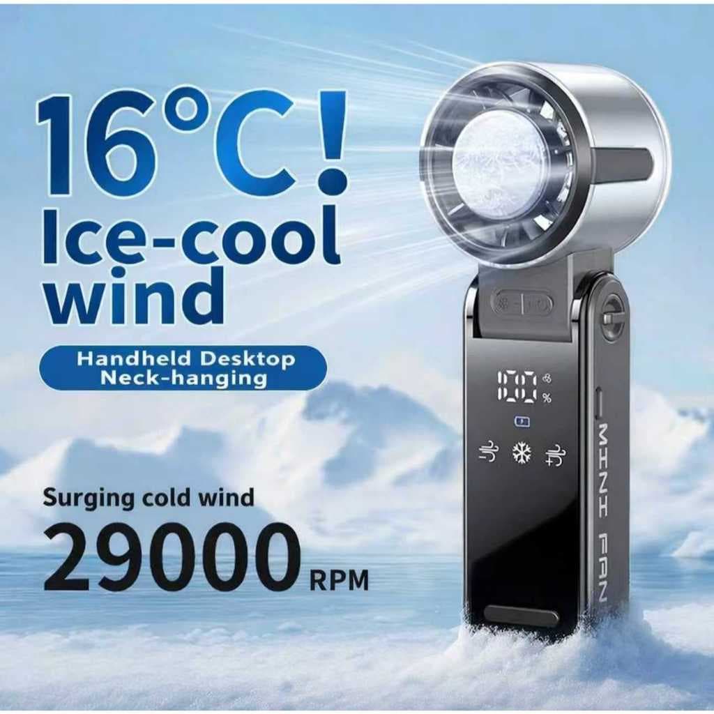 Ventilador De Resfriamento De Gelo 3 Em 1 , mini Recarregável Portátil , Compressa De Mesa Pendurada No Pescoço